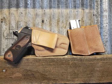 Custom leather inside the waistband holster with magazine carrier