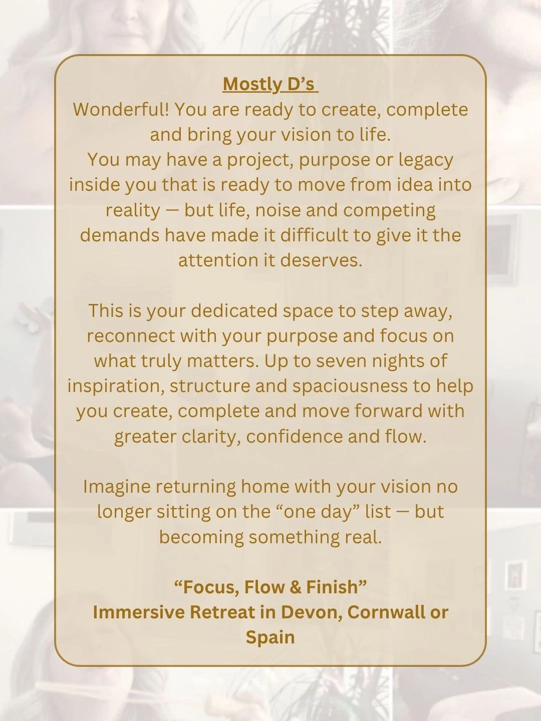 Retreat for focused creativity and clarity in Devon, Cornwall, or Spain.