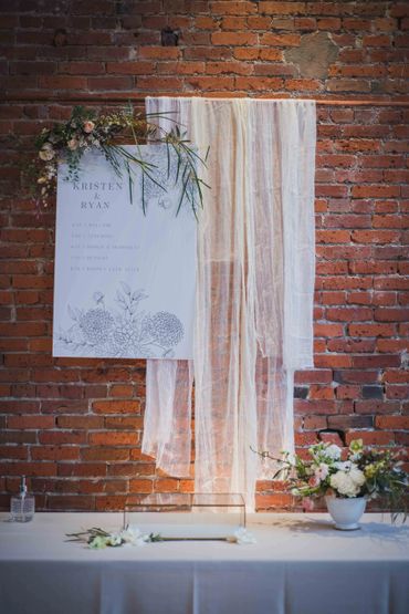 Personalized welcome table at a Seattle Tiny Wedding. 