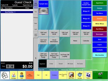Menu items displayed on a custom Point of Sale screen powered by UniversalPOS