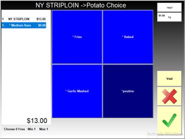 Options for choice of side to go with the main course of a meal at a restaurant