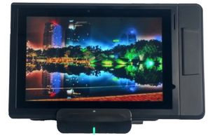 Point of Sale tablet computer with fancy city scape background