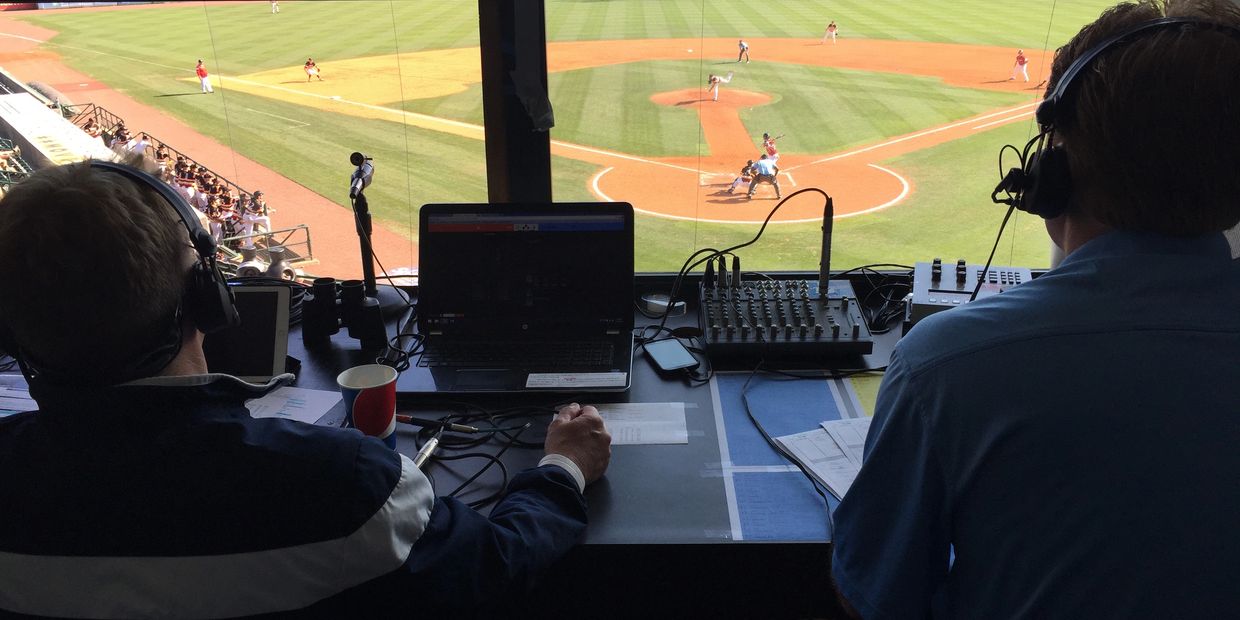 A view of the field from announcers Jay Harper and Mike Legg