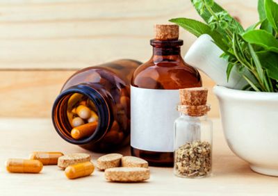 Holistic health alternative medicine mortar and pestle