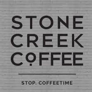 Stone Creek Coffee logo with tagline Stop. Coffeetime.