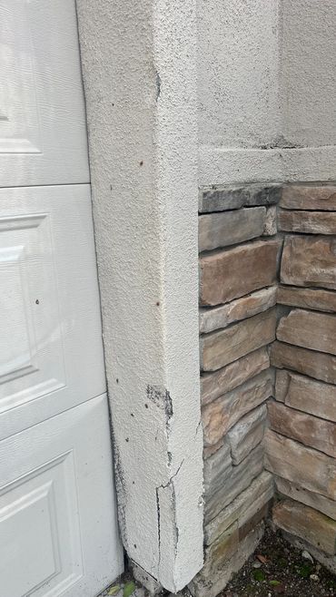Stucco repair before home goes on the market.  (Before)