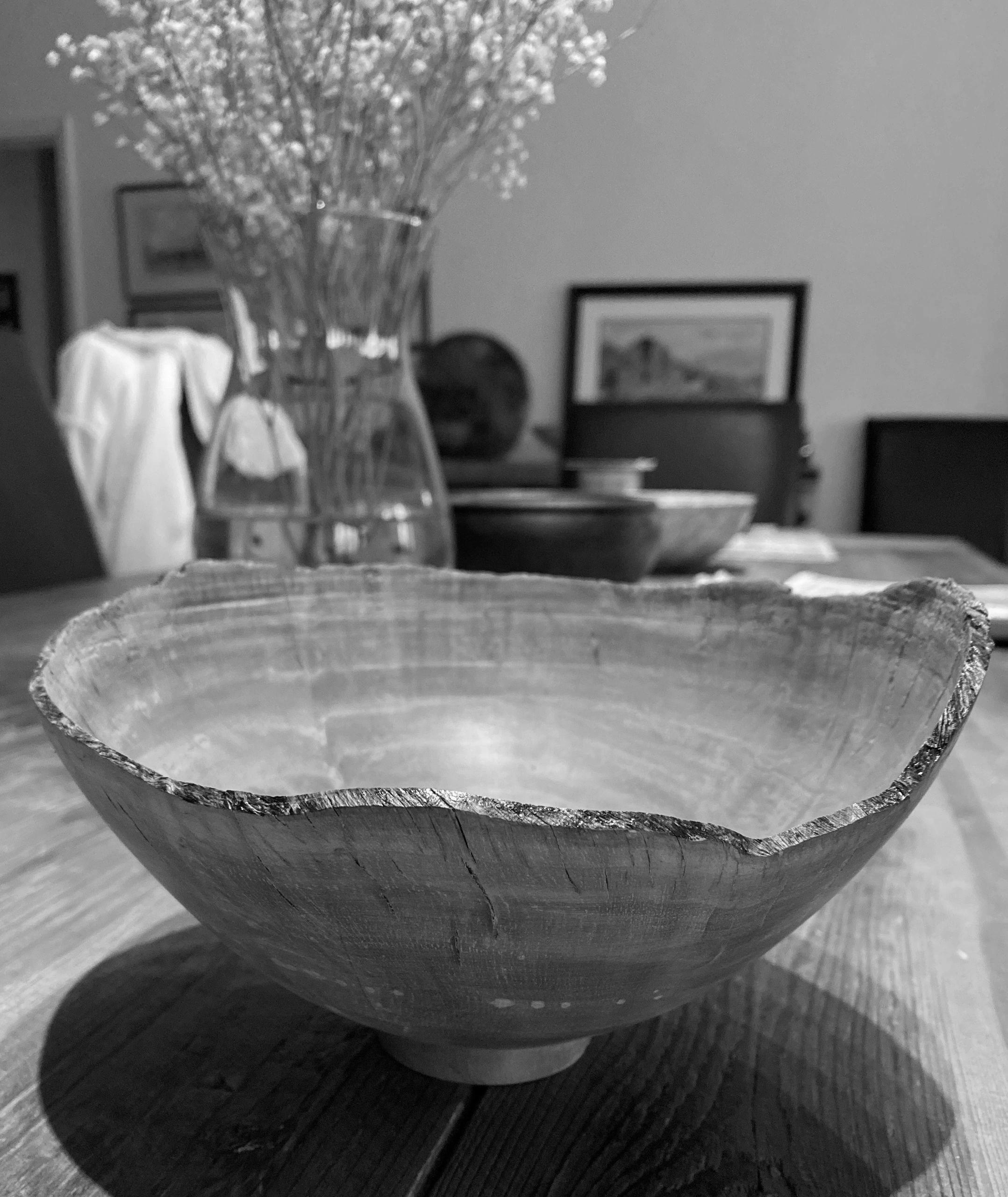 This is a 9" piece of Post Oak root burl. The piece has a wall thickness and bottom dimension of 5/3