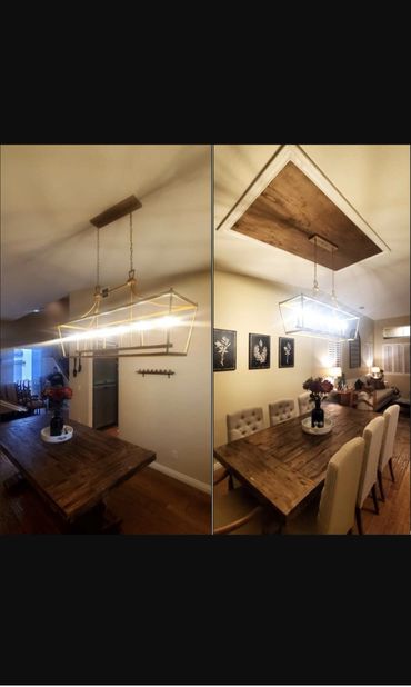 Light installation. Custom lighting. Handyman installed light and base.