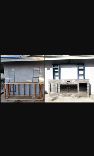 Custom built outdoor entertainment center