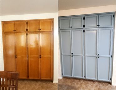 Cabinet repainting. Cabinet upgrade. Cabinet refinish. Kitchen remodel. Handyman repainted cabinets