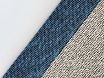 Close-up of textured blue and beige fabric pieces.