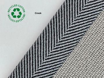 Fabric samples made from recycled cotton.