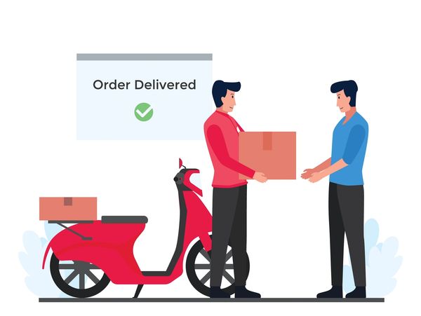 a man receiving a cardboard box.