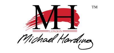 Logo with MH initials, red brush stroke, and Michael Harding signature.