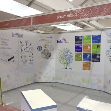 trade center stall branding  foam board backdrop