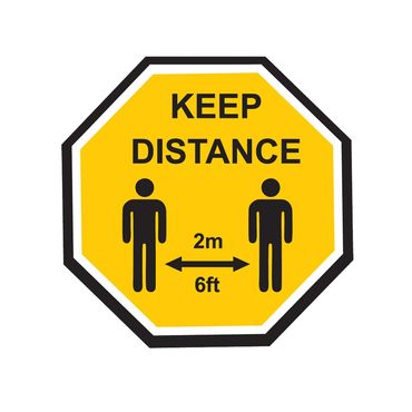 Keep Distance Floor Sticker yellow and Black
