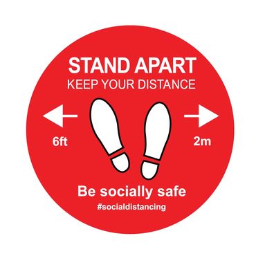Stand Apart keep your distance Floor Sticker With Footmark
