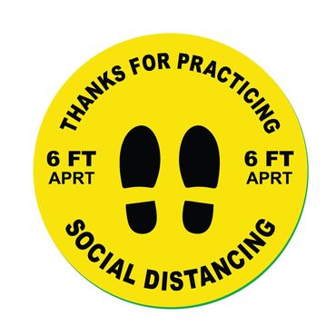 Social Distance Floor Sticker Yellow & Black Safety Sign Sticker UAE