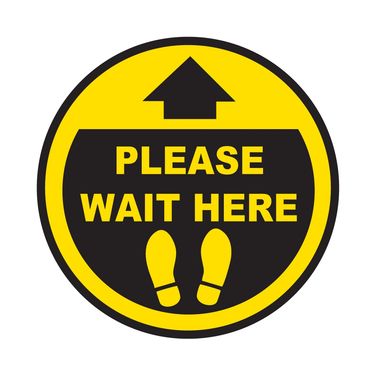 Please wait here Floor Sticker Yellow & Black Safety Sign Sticker UAE