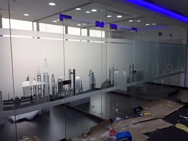 Frosted Sticker Office Glass Partition in UAE -Dubai