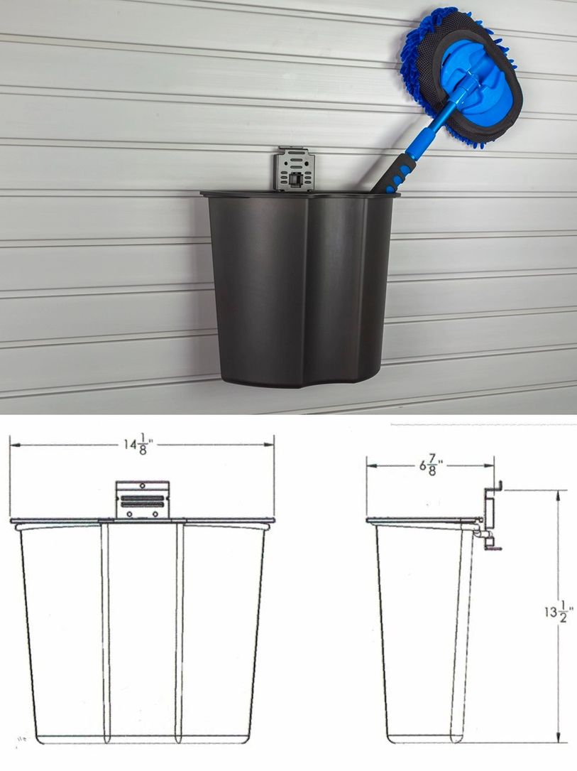 New Slatwall HandiBin with cleaning brush. HandiBin uses the locking mounting plate to securely atta