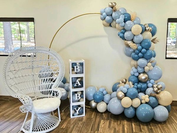 Baby shower event, balloon decorations, backdrops and arches