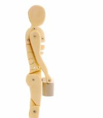 A dummy holding a heavy weight