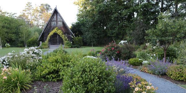 This is an image of the wedding garden and chapel at the Outlook in on Orcas Island.