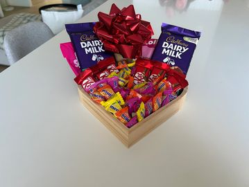 Chocolates and candy gift basket