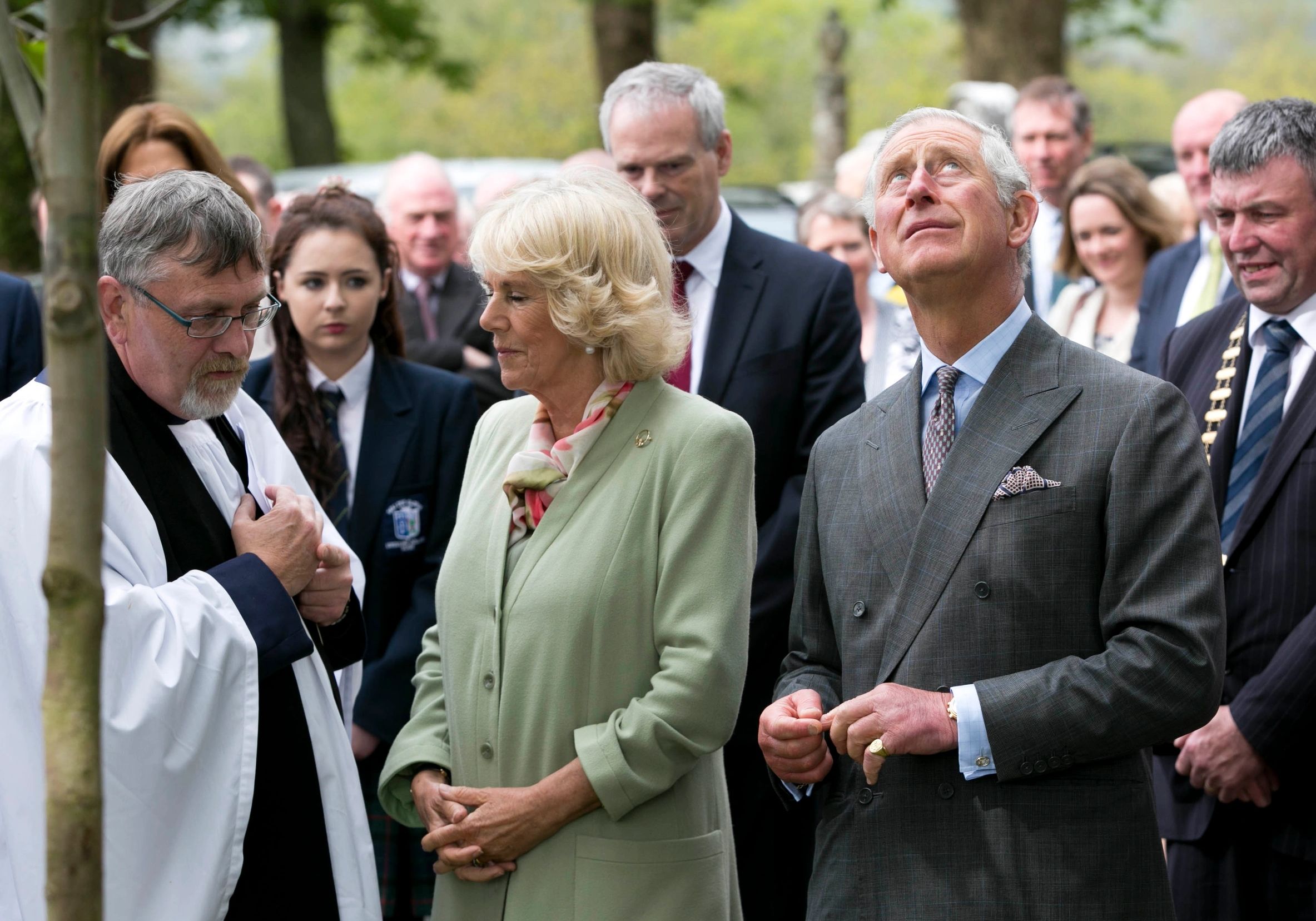 Prince Charles & Camilla Parker Bowles planting a tree in Drumcliff