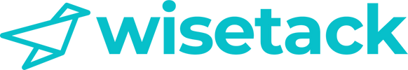 Blue Wisetack logo with paper airplane icon.