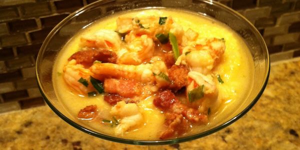 Shrimp and Grits in a Martini Glass