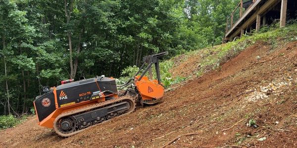 Removing dense brush as a step to mitigate wildfires on steep slopes and protect homes on hillsides.