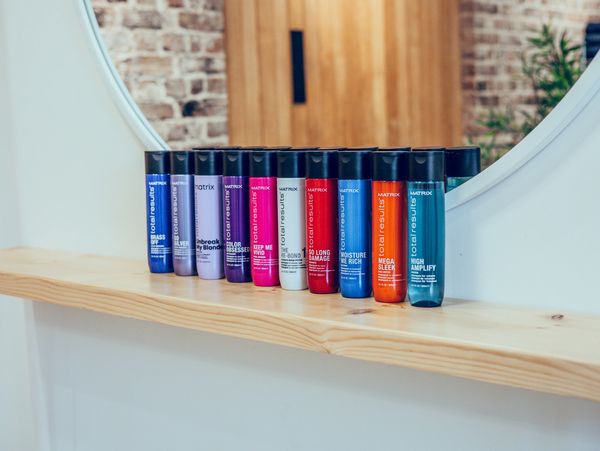 Colourful range of Matrix shampoo and conditioners. One to suit every hair need.