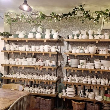Pottery painting shelves
