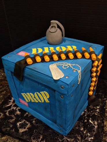 Fortnite, video game, crate, drop box birthday cake