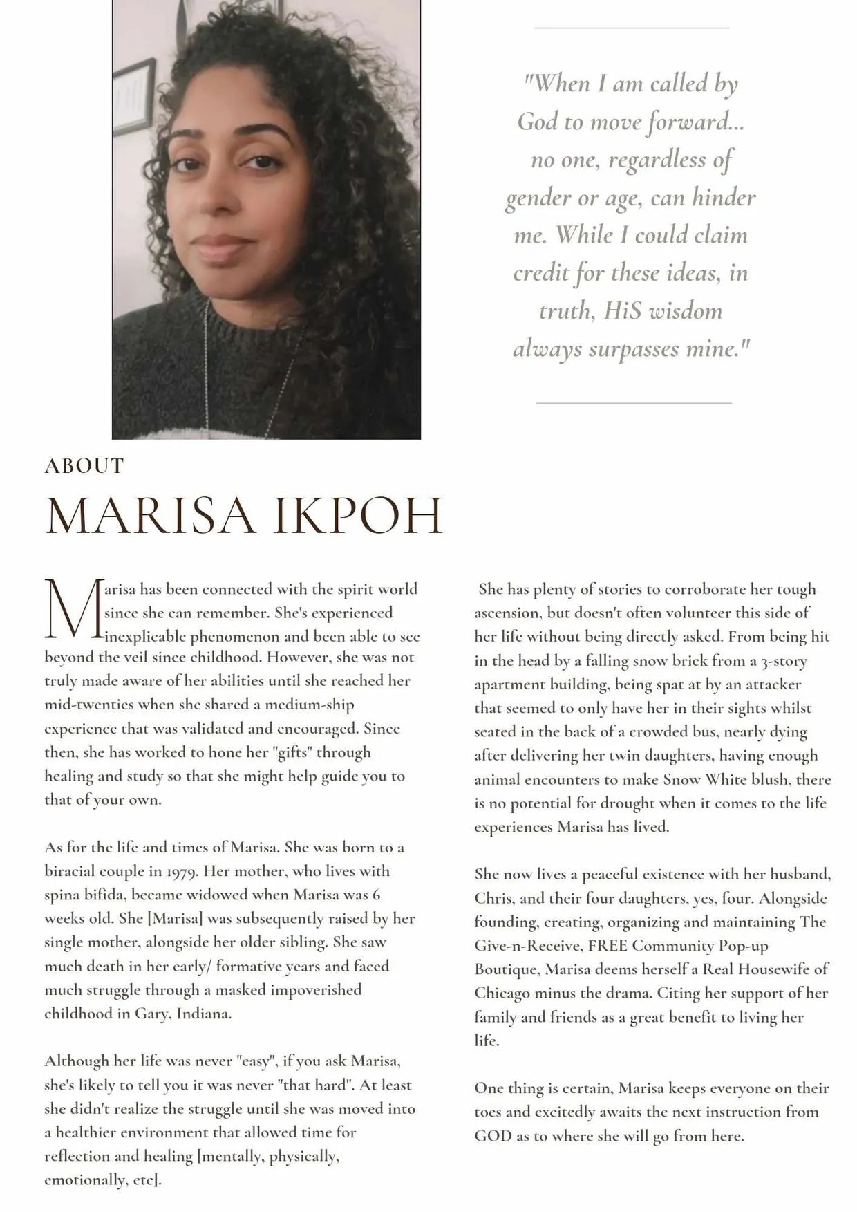 Mini biography of Marisa Ikpoh