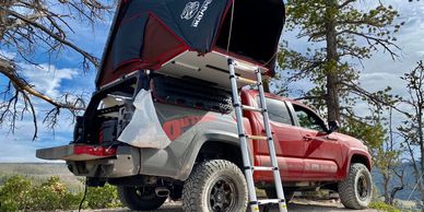 outlaw offroad gulf coast overland overlanding toyota jeep camping off grid roof top tent fridge