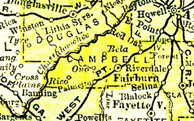 Map of Campbell County, Georgia, circa 1895.