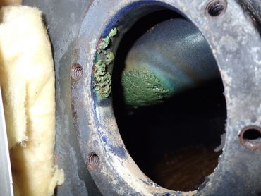 Water heater glass liner failure.