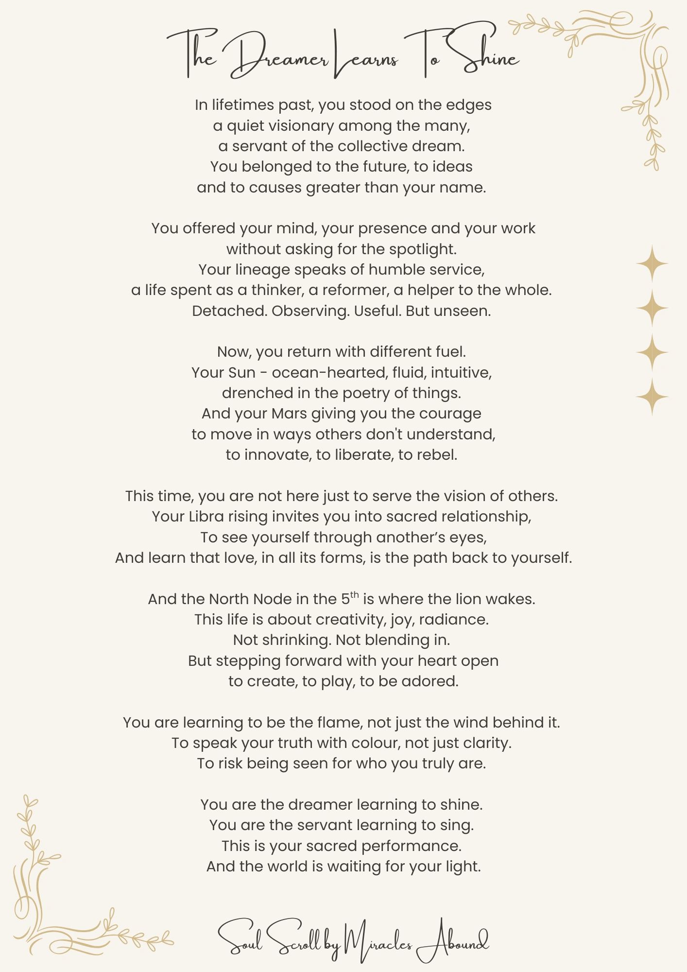 Personalised soul scroll, poetic and mystical. soul's journey.