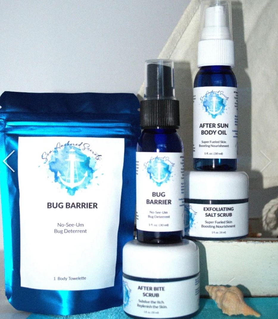 Look for the blue bottle. Sea Anchored Secrets Noseeum Barrier Created For Sanibel!