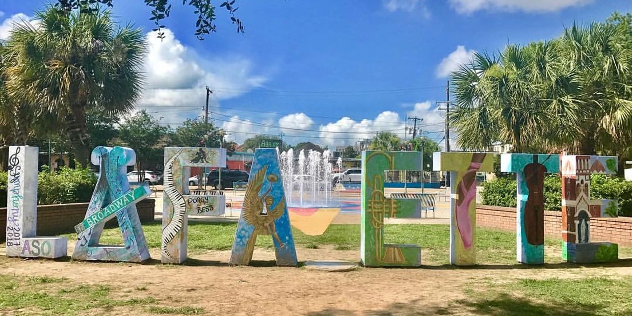 Park in Downtown Lafayette with Letters
