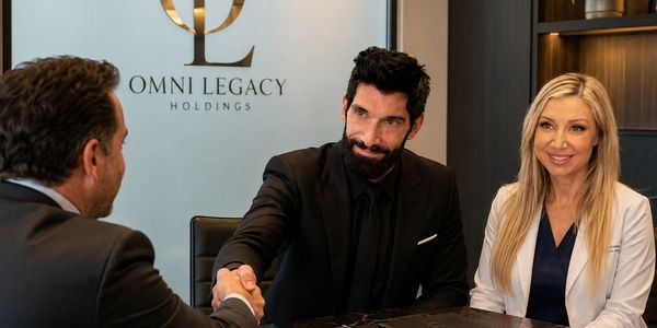 Business handshake at Omni Legacy Holdings.