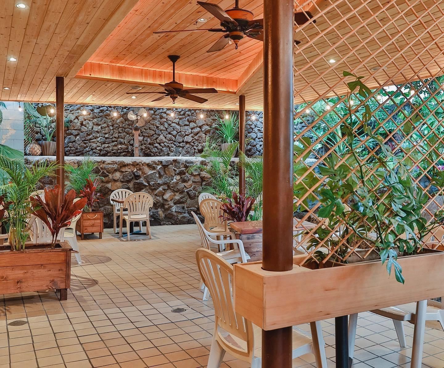 Outdoor lanai dining. Take-out also available.