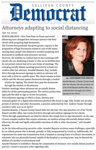 from the Sullivan County Democrat, 5/25/20: Attorneys Adapting to Social Distancing 