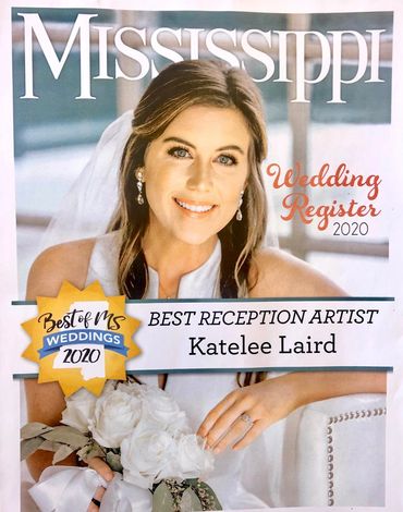 an award from Mississippi magazine for Kate Lee Laird for best reception artist