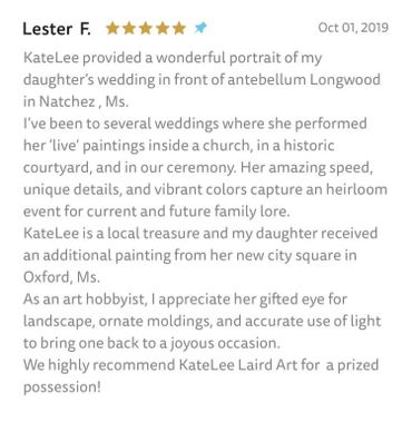 a review for a live wedding artist