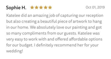 a review for a live wedding artist