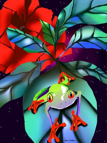 Digital art frog, photoshop.